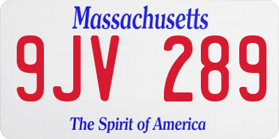 MA license plate 9JV289