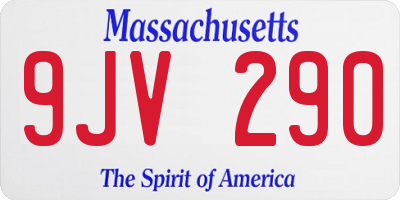 MA license plate 9JV290