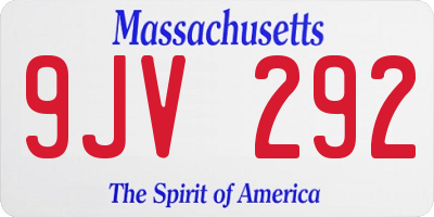 MA license plate 9JV292