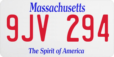 MA license plate 9JV294