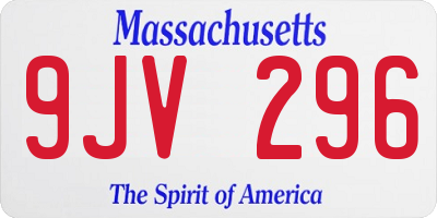 MA license plate 9JV296