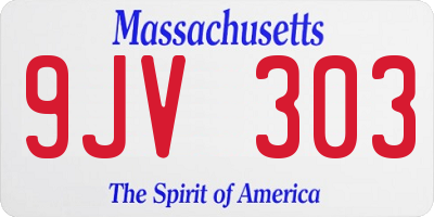 MA license plate 9JV303
