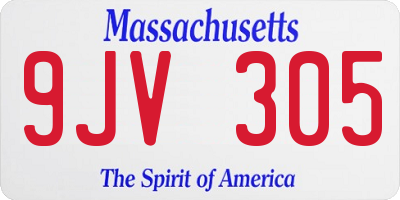 MA license plate 9JV305