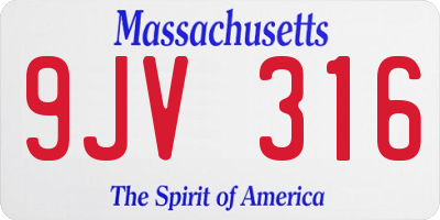 MA license plate 9JV316