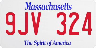 MA license plate 9JV324