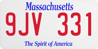 MA license plate 9JV331