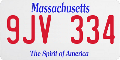 MA license plate 9JV334