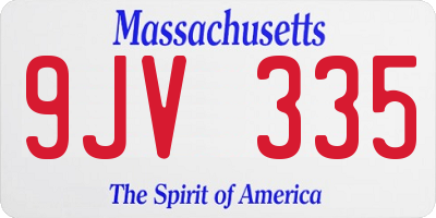 MA license plate 9JV335