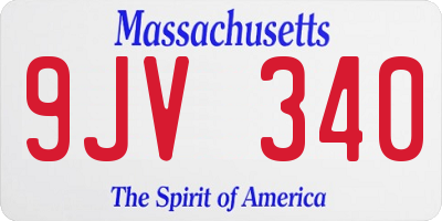 MA license plate 9JV340