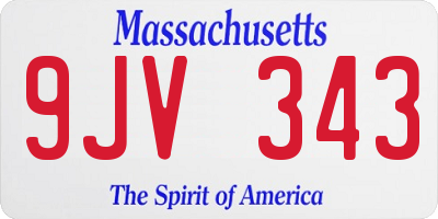 MA license plate 9JV343