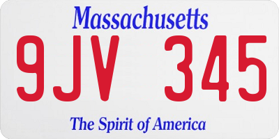 MA license plate 9JV345