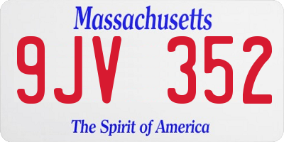 MA license plate 9JV352