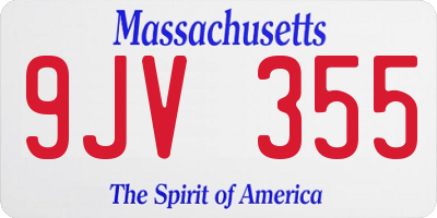 MA license plate 9JV355