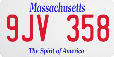 MA license plate 9JV358
