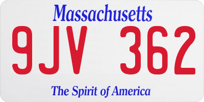 MA license plate 9JV362