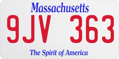 MA license plate 9JV363