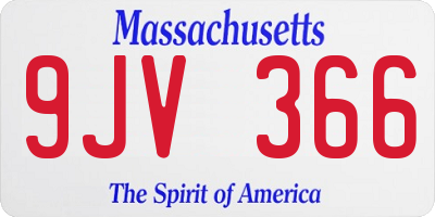 MA license plate 9JV366