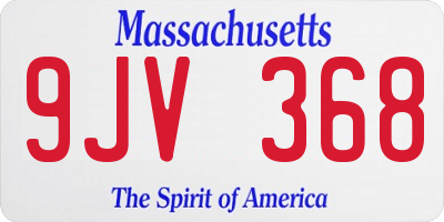 MA license plate 9JV368
