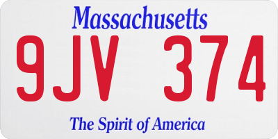 MA license plate 9JV374