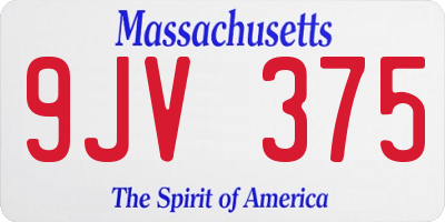 MA license plate 9JV375