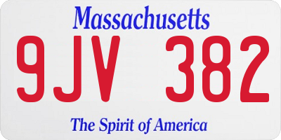 MA license plate 9JV382