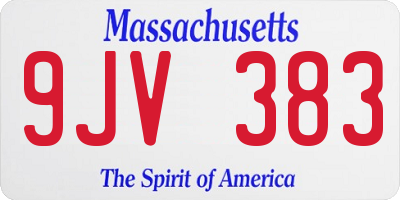 MA license plate 9JV383