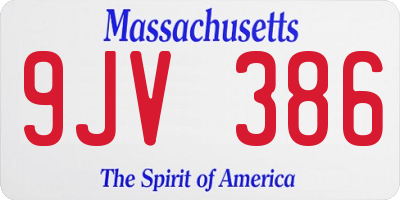 MA license plate 9JV386