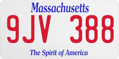 MA license plate 9JV388