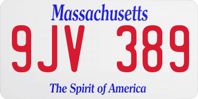 MA license plate 9JV389