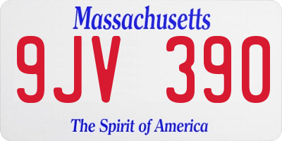 MA license plate 9JV390