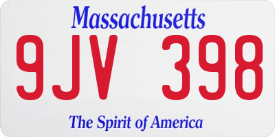 MA license plate 9JV398