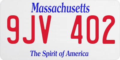 MA license plate 9JV402