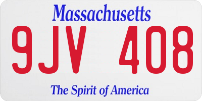 MA license plate 9JV408