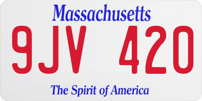 MA license plate 9JV420