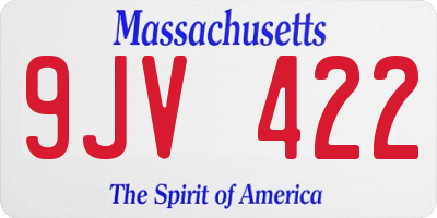 MA license plate 9JV422