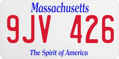 MA license plate 9JV426