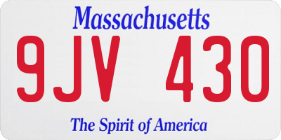 MA license plate 9JV430