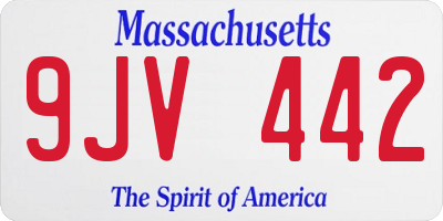 MA license plate 9JV442