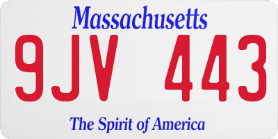 MA license plate 9JV443