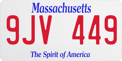 MA license plate 9JV449
