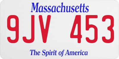 MA license plate 9JV453