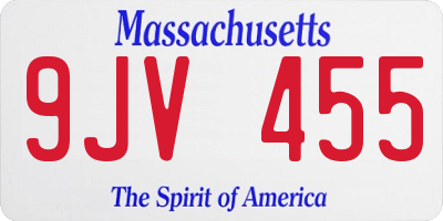 MA license plate 9JV455