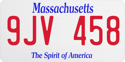 MA license plate 9JV458