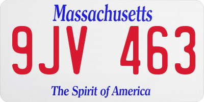 MA license plate 9JV463