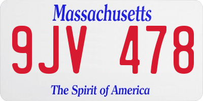 MA license plate 9JV478
