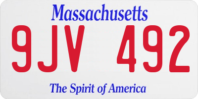 MA license plate 9JV492