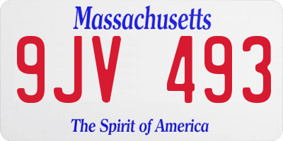 MA license plate 9JV493