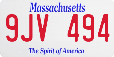 MA license plate 9JV494