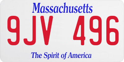MA license plate 9JV496