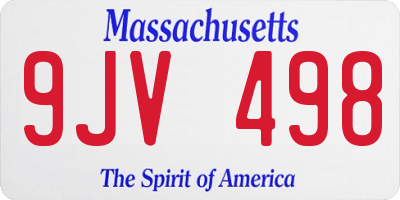 MA license plate 9JV498